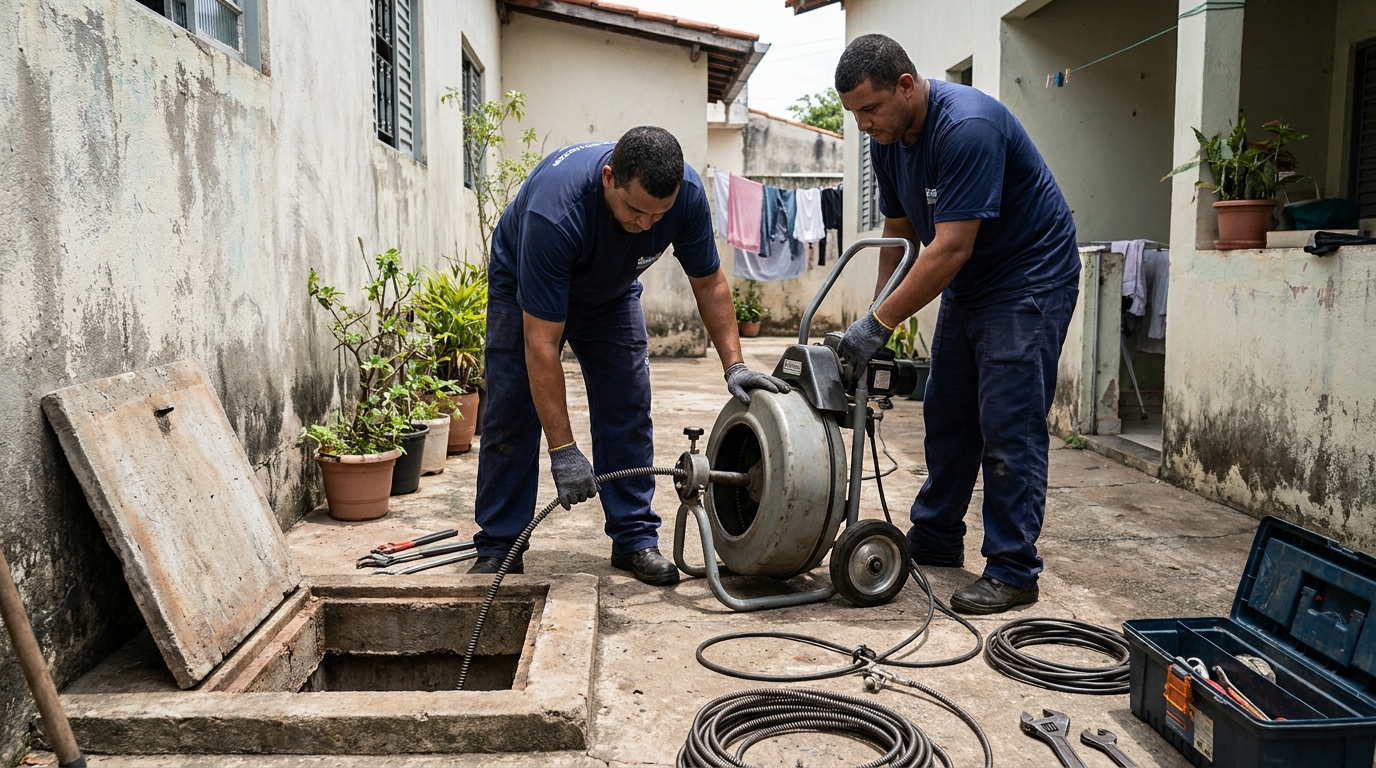 Desentupimento de Coluna Sanitária no Itaigara, Salvador‑BA