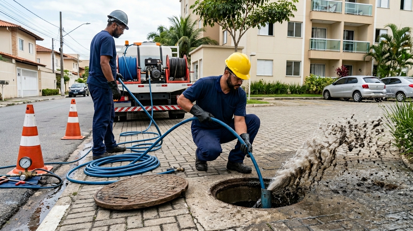 Desobstrução com Alta Pressão no Itaigara, Salvador‑BA